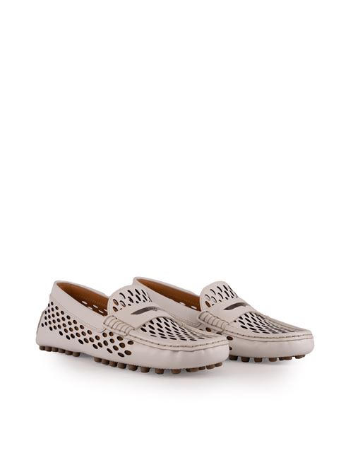 Mocassini traforati in pelle bianco TOD'S | XXW22L0JB10 U18B015